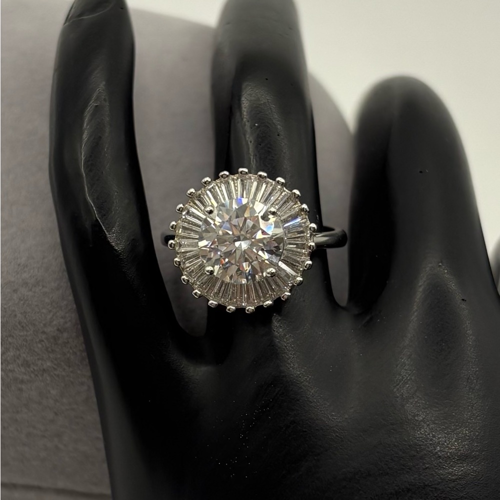 Moissanite 2ct Round Sterling Silver Ballerina Ring - Picture 3 of 7